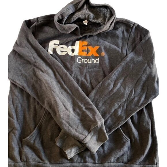 FedEx Ground Hoodie Size Large Men’s Black White Orange Graphic Sz L Workwear - Picture 1 of 13